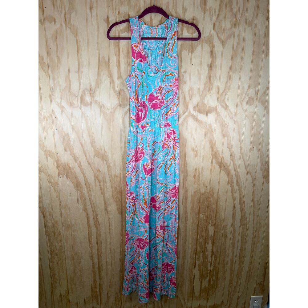 Lilly Pulitzer Mills Maxi Dress Jellies Be Jammin Pink Jellyfish Small Resort - Picture 2 of 8